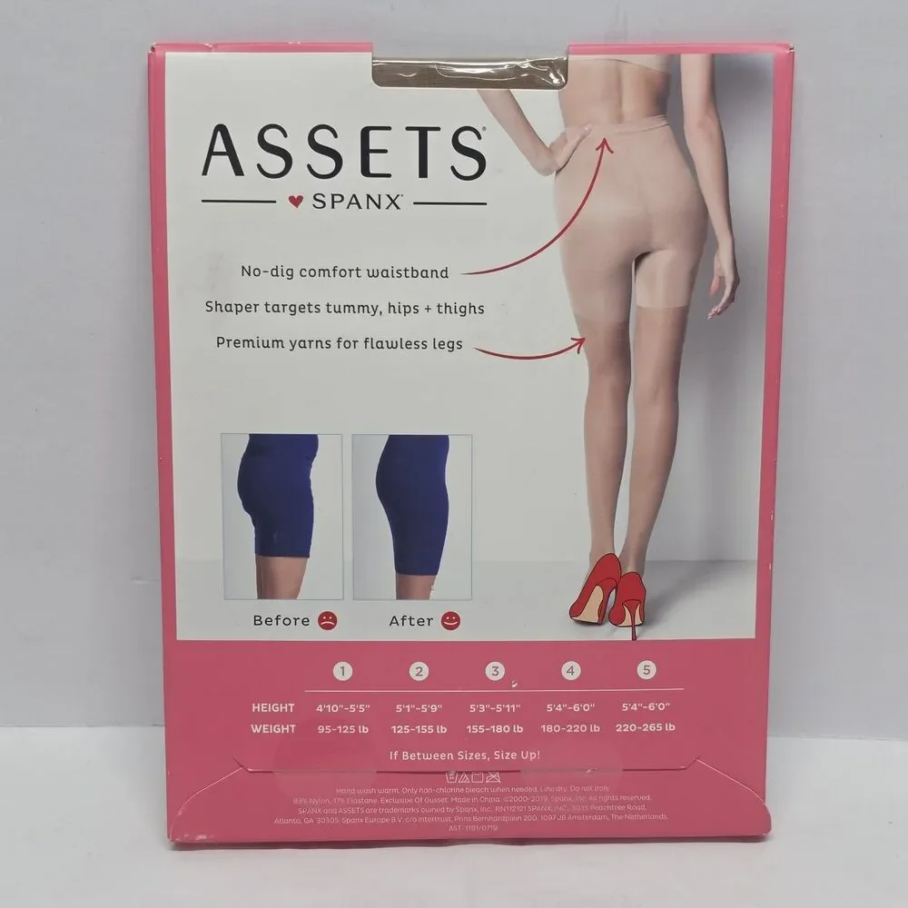 ASSETS by Spanx Shaping Sheers Pantyhose Size 5 Nude Full Length New NIB
